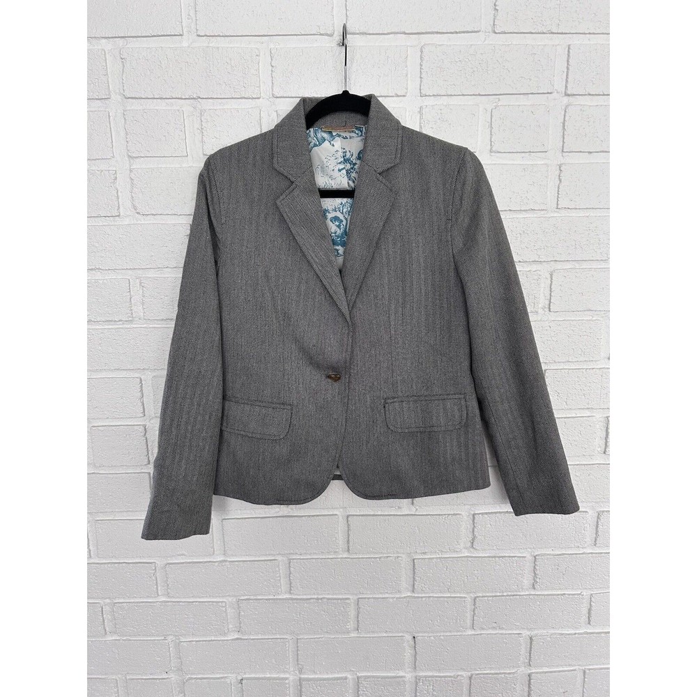 Princess Vera Wang Jacket Gray Herringbone Heart Shaped Buttons Womens Large